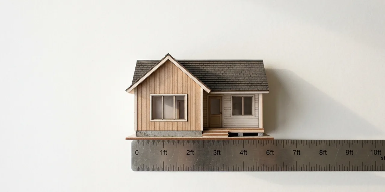 One building story next to a steel ruler, measuring ~10 ft (305 cm)