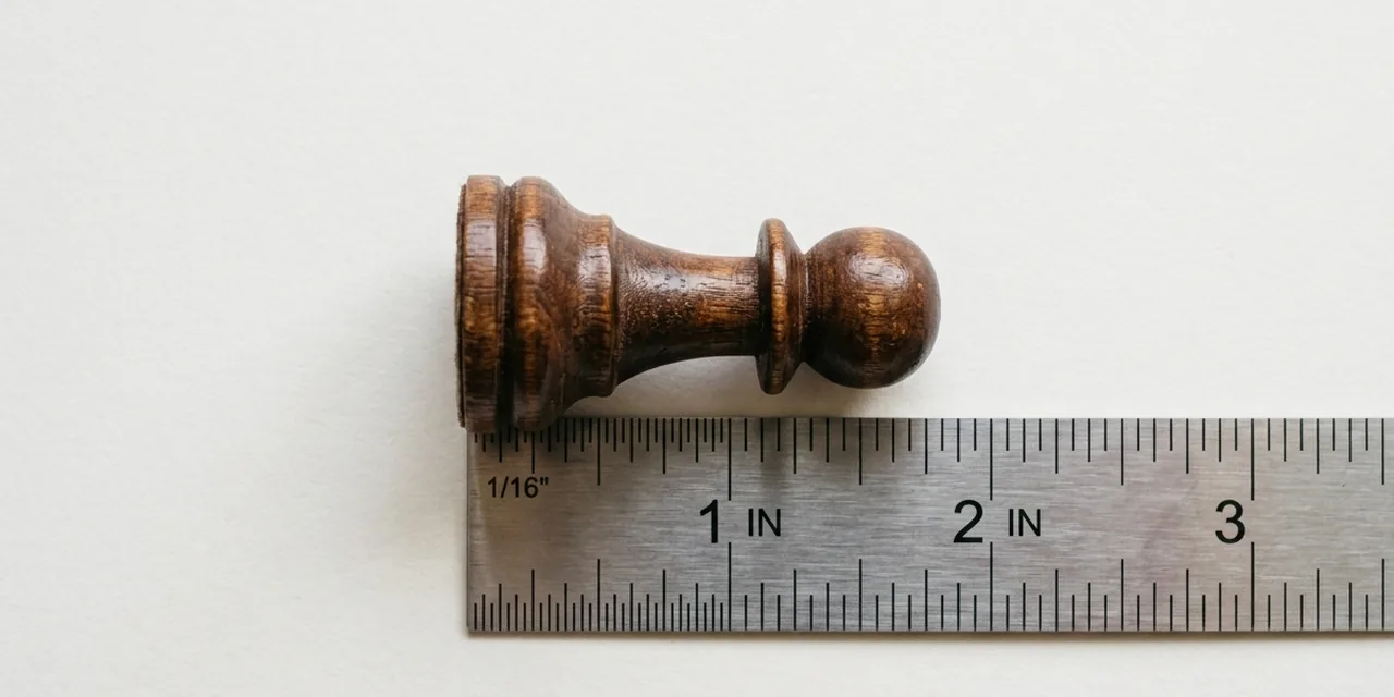 Chess pawn next to a steel ruler, measuring ~2 in (51 mm)