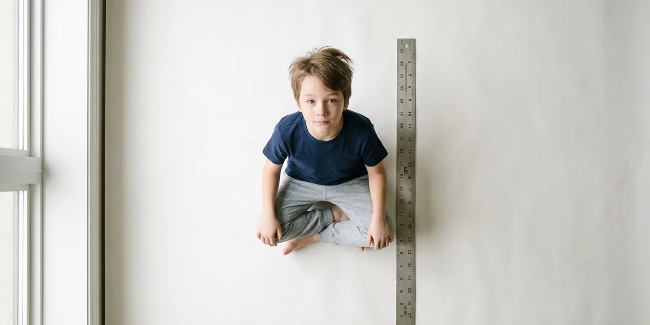 Average 12 year old next to a steel ruler, measuring ~5 ft (152 cm)